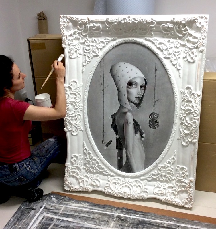 artist-leila-ataya-working-in-her-art-studio-on-her-painting